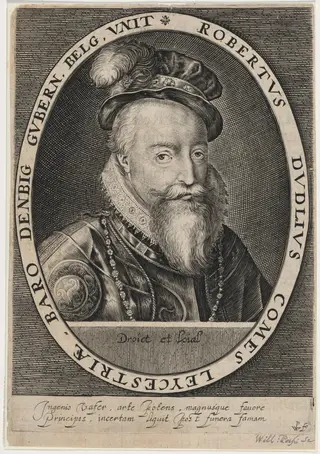 Robert Dudley, Earl of Leicester, by Willem de Passe, ink, 1620