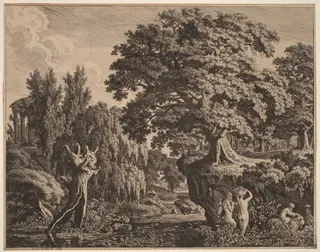 Arcadian Landscape with a Satyr Family, by Carl Wilhelm Kolbe, ink, 1759