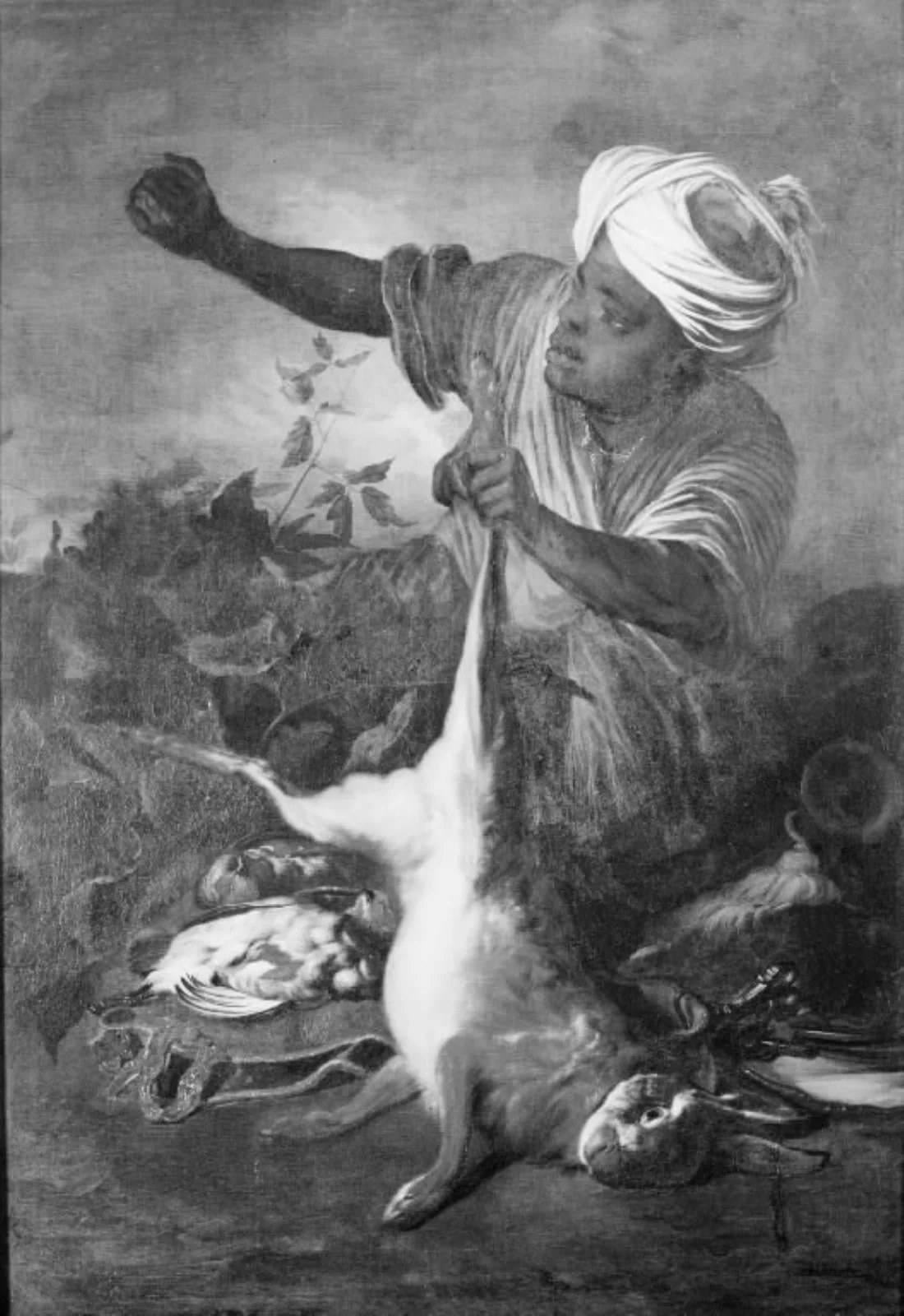 An african with Hunting Trophies, detail