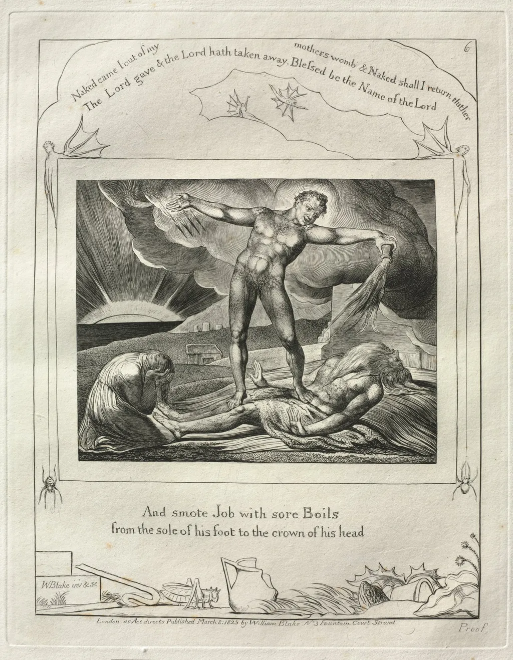 The Book of Job:  Pl. 6, And smote Job with sore Boils, by William Blake, 1825