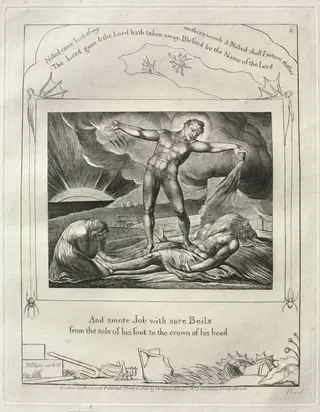 The Book of Job:  Pl. 6, And smote Job with sore Boils, by William Blake, 1825