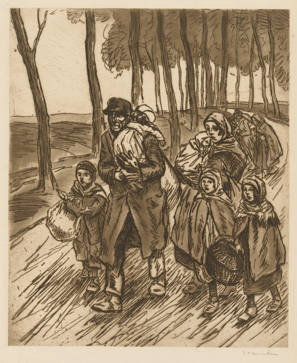 Refugee Family, by Théophile Alexandre Steinlen, 1915