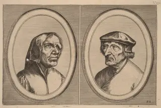 "Trijn Bulle-bacx" and "Voorsichtighe Oenne", by Lucas van Doetechum, ink, 1564