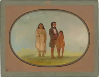 Kaskaskia Chief, His Mother, and Son, by George Catlin, oil, 1865