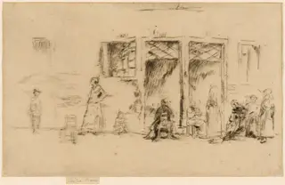 Old Women, by James McNeill Whistler, ink, 1880