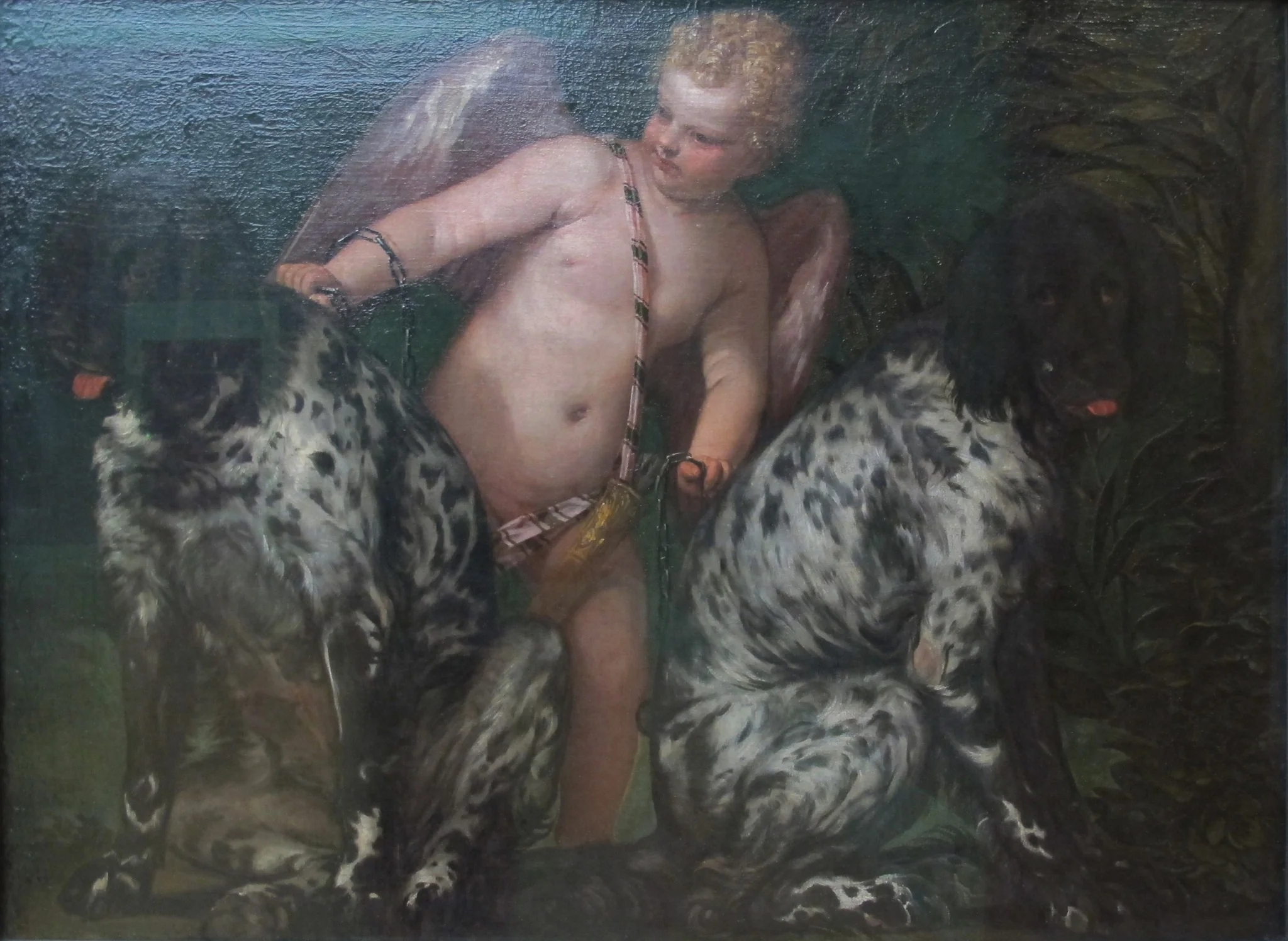 Amor mit zwei Hunden, detail