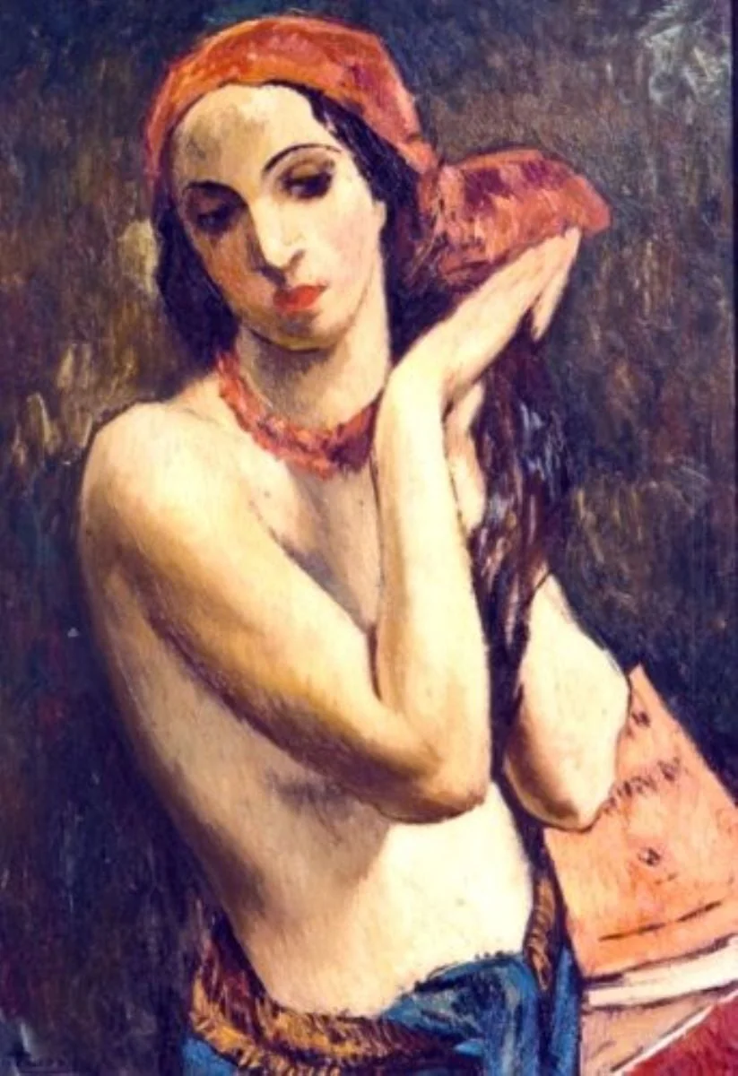 Figură cu turban roșu, detail