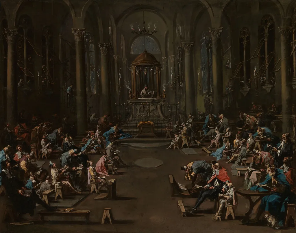 The Synagogue, by Alessandro Magnasco, oil, 1730
