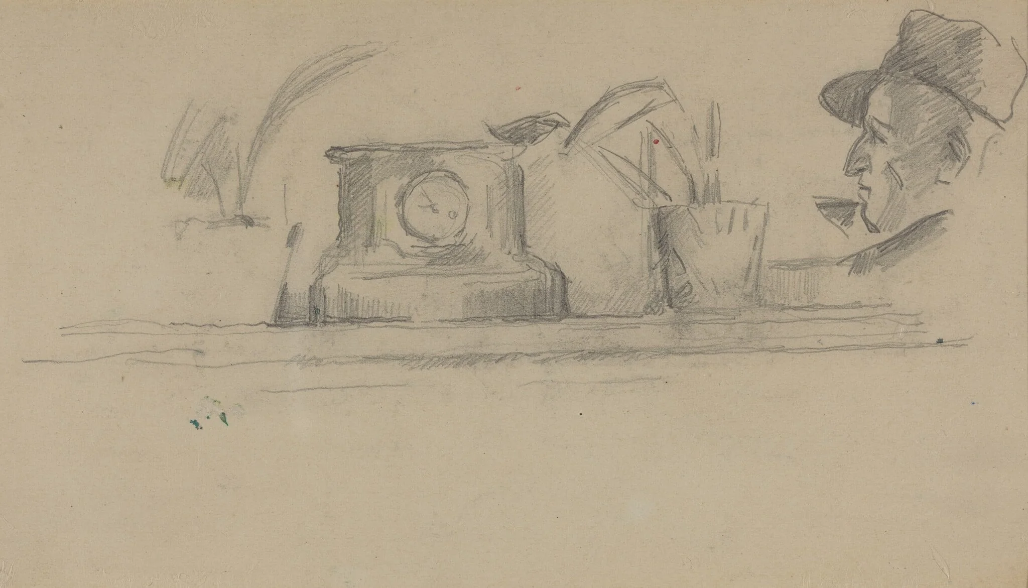 The Artist's Father and Objects on a Mantel [verso], detail