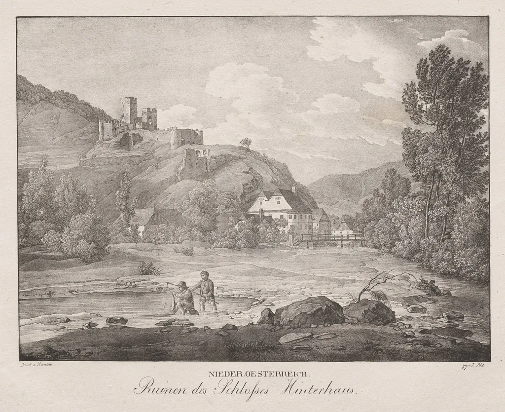 Nieder-oesterreich, Ruinen des Schlosses Hinterhaus, by Jakob Alt, 1839