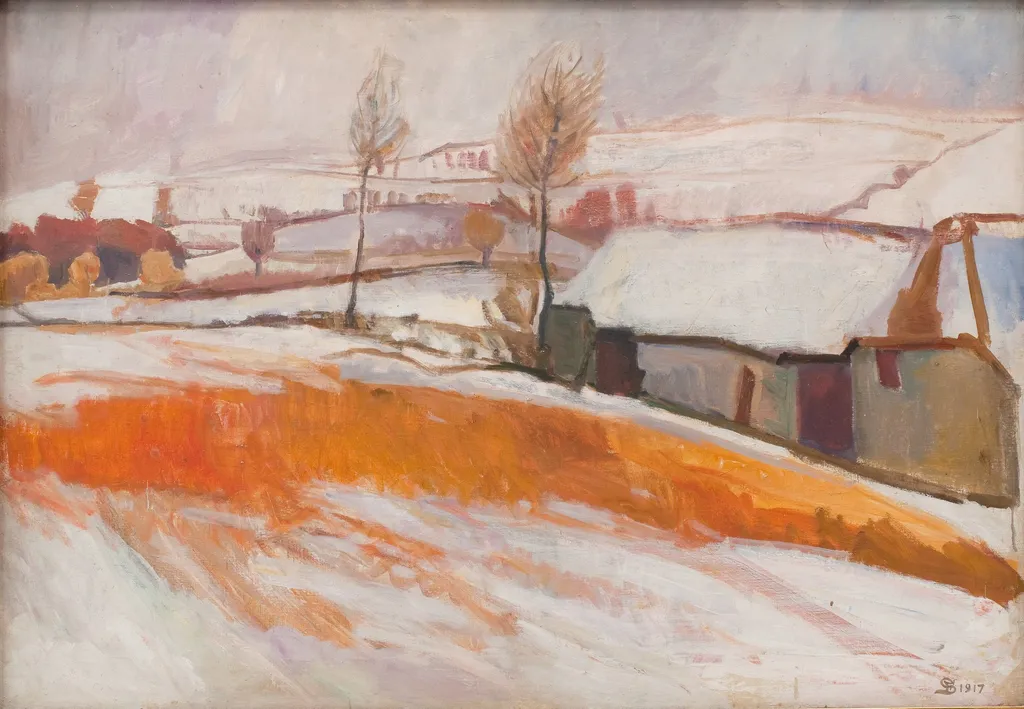Winter Landscape. Over Kærby Hill., by Fritz Syberg, oil, 1917