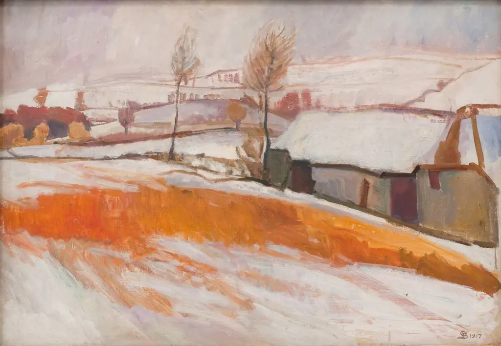 Winter Landscape. Over Kærby Hill., by Fritz Syberg, oil, 1917