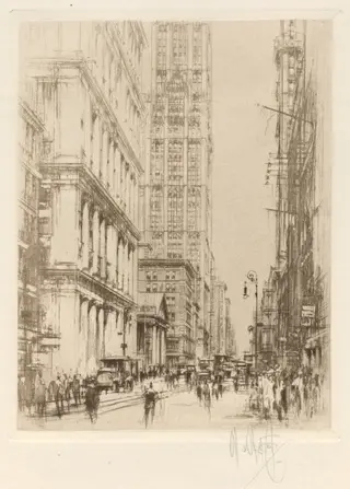 Lower Broadway, Down-Town New York, by William Walcot, 1924