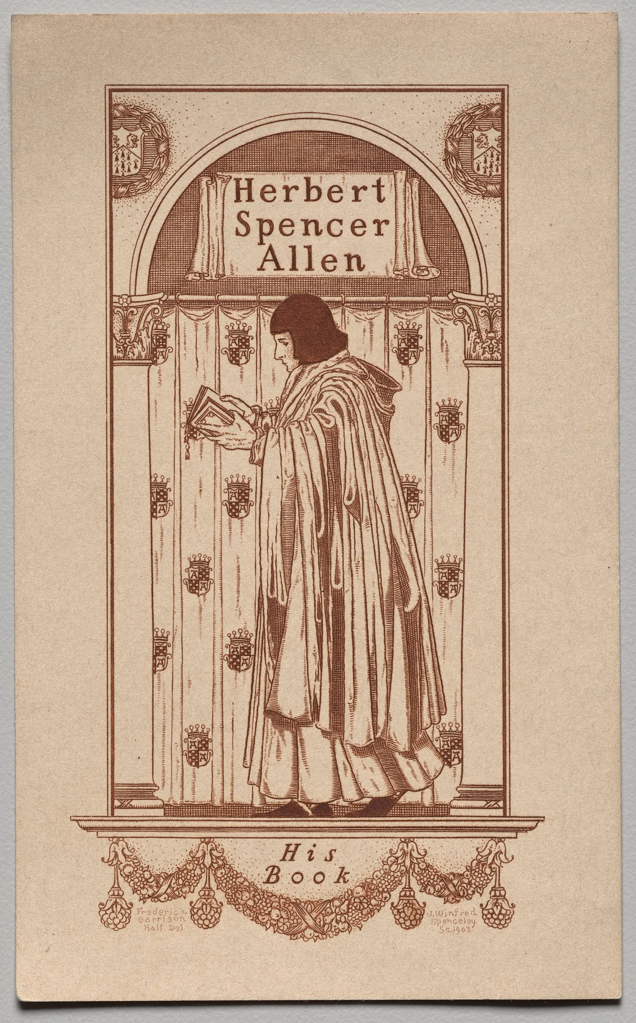 Bookplate: Herbert Spencer Allen, His Book inscribed, detail