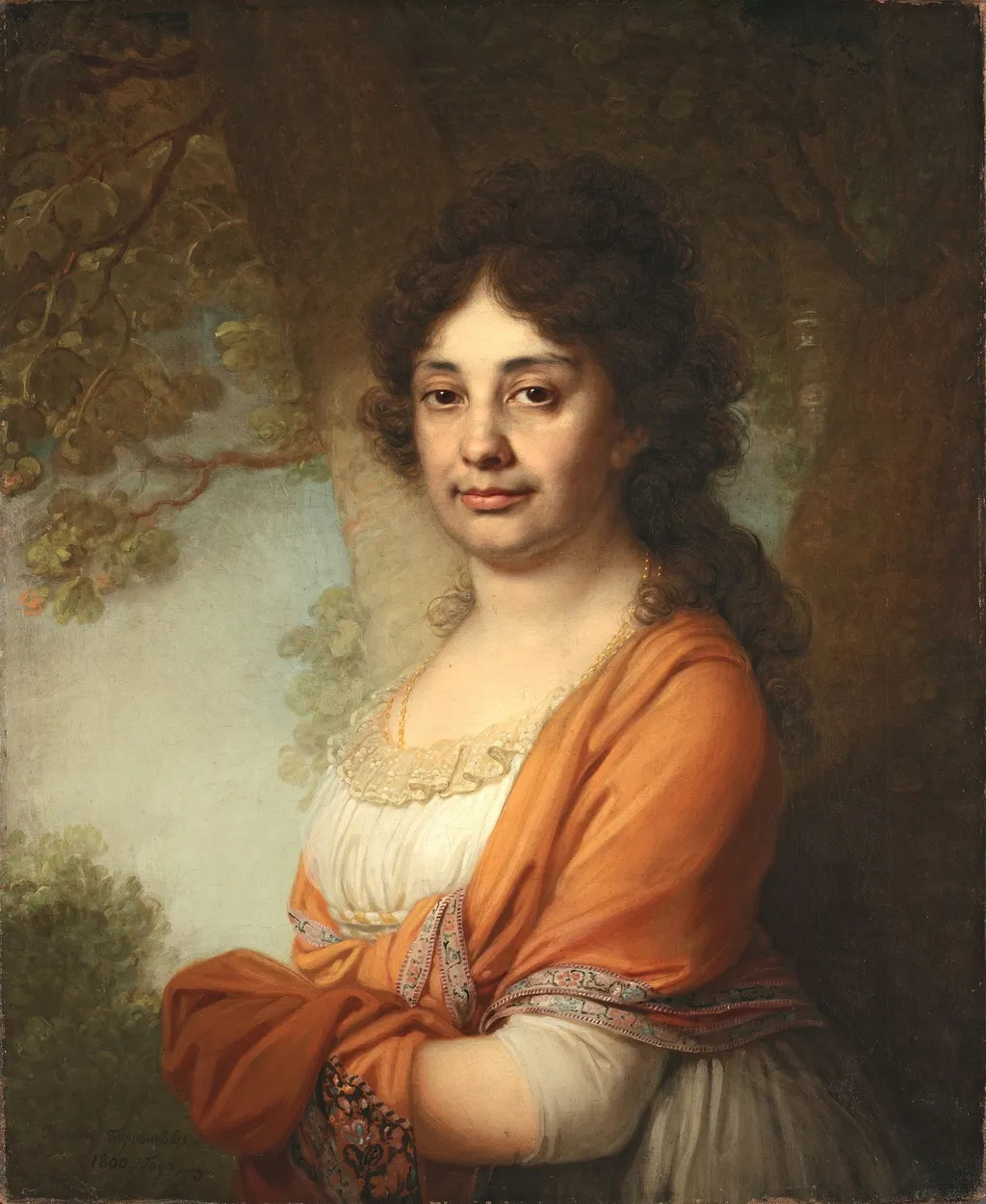 Портрет неизвестной в желтой шали, by Vladimir Borovikovsky, oil, 1800