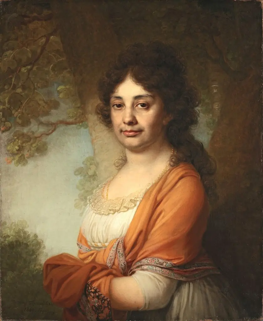 Портрет неизвестной в желтой шали, by Vladimir Borovikovsky, oil, 1800