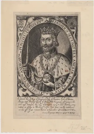 Edward II of England, by Renold Elstrack, ink, 1598