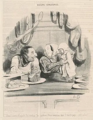 Hein! comme il regarde les cervelas..., by Honoré Daumier, ink, 1842