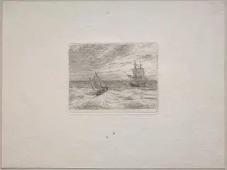 Rough Seas with a Two-master and Sailboat, by Johan Christian Dahl, 1838