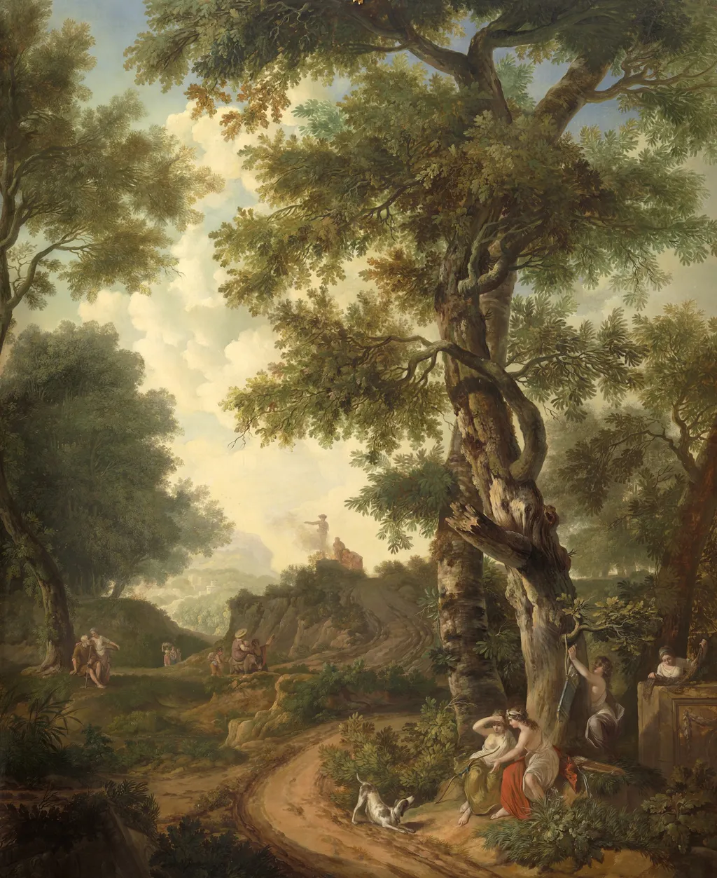 Arcadisch landschap met reizigers, by Jurriaen Andriessen, oil, 1771