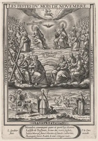 Les Festes du mois de November (November: All Saints), by Léonard Gaultier, ink, 1603