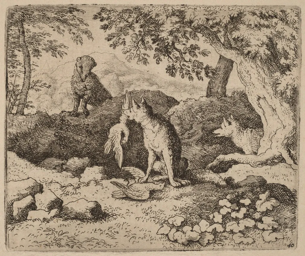 The Badger Goes to Warn Reynard, by Allart van Everdingen, ink, 1650