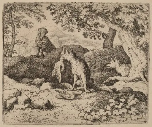 The Badger Goes to Warn Reynard, by Allart van Everdingen, ink, 1650