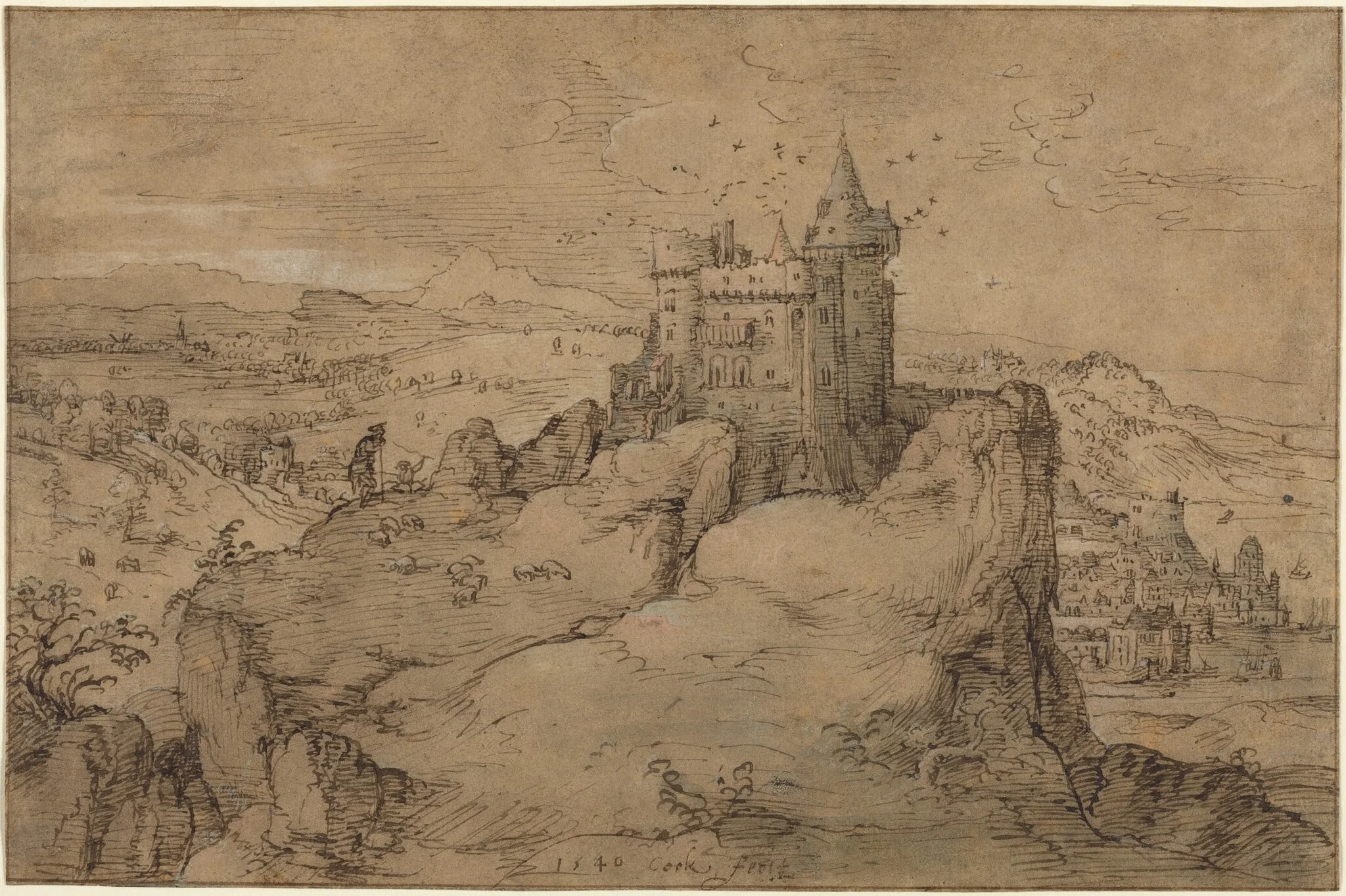 Landscape with Castle above a Harbor, detail