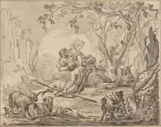 Diana and Endymion, by Johann Heinrich Keller, chalk, 1765
