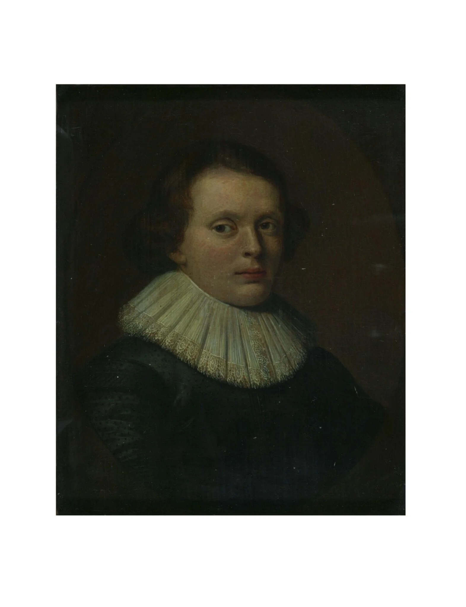 Portrait of a man in a painted oval, detail