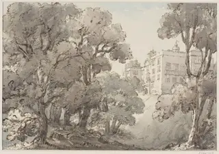 Beaudesert Park, near Lichfield, by Henry Harris Lines, 1818