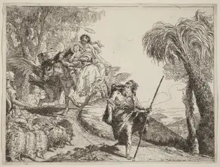 The Flight with Joseph in the Foreground, by Giovanni Domenico Tiepolo, ink, 1753