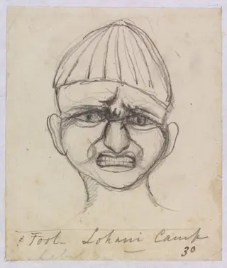 Fool, Lohani Camp, by Godfrey Thomas Vigne, watercolor, 1836