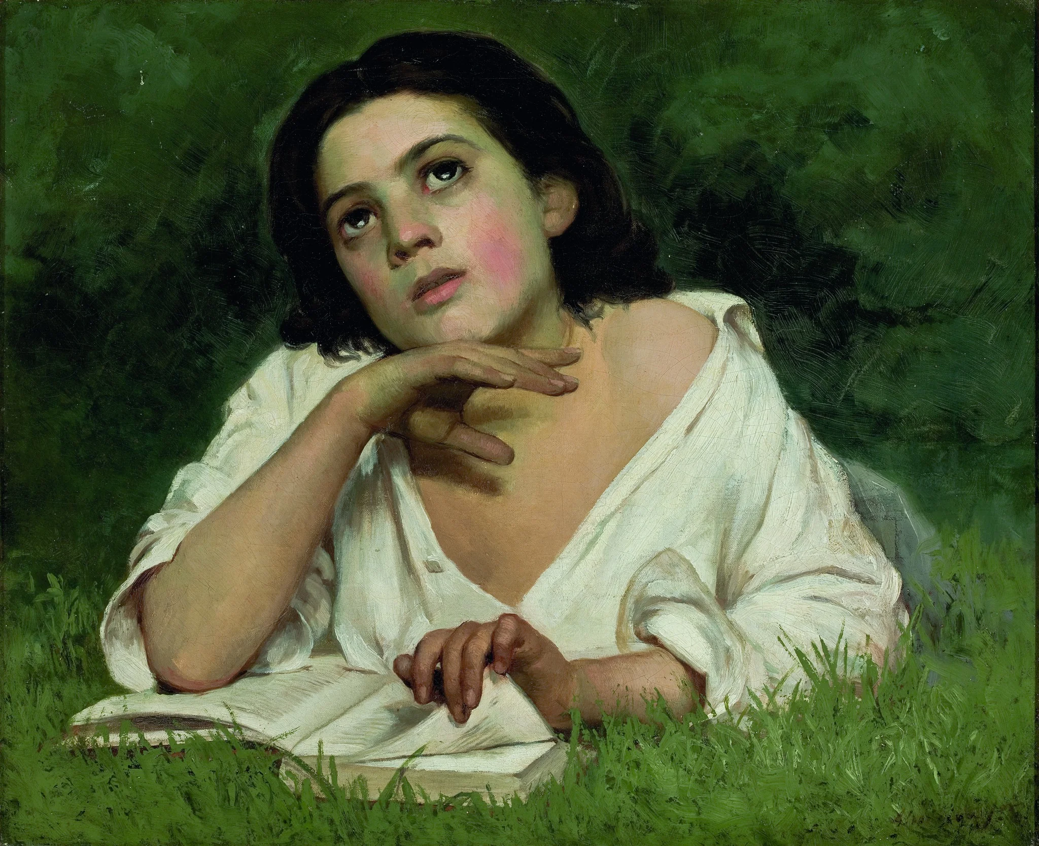 Girl with a Book, detail