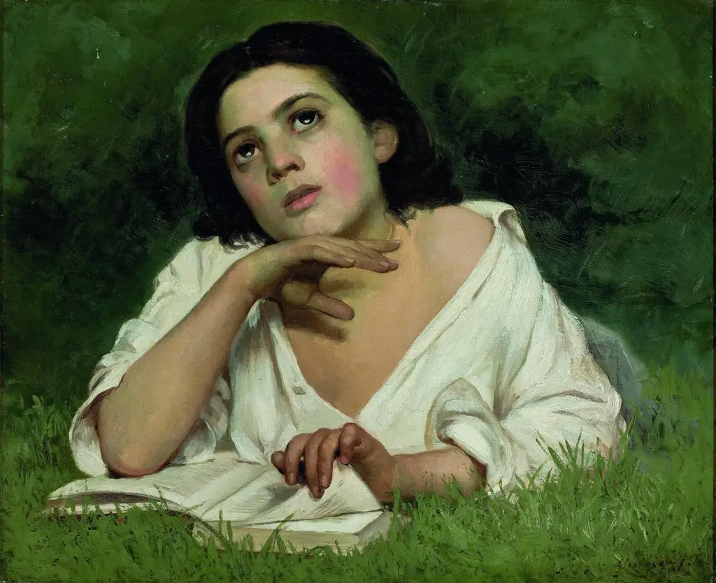 Girl with a Book, by José Ferraz de Almeida Júnior, oil, 1850