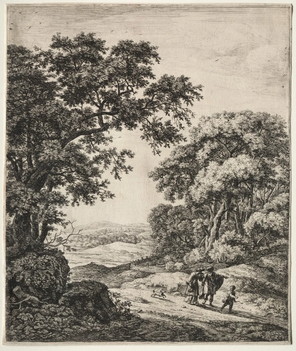Six large upright landscapes with scenes from the Old Testament: Abraham Dismissing Hagar and Ishmael, by Antonie Waterloo, 1665