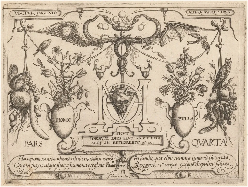 Archetypa studiaque patris Georgii Hoefnagelii [Part 4, Titlepage], by Jacob Hoefnagel, ink, 1592