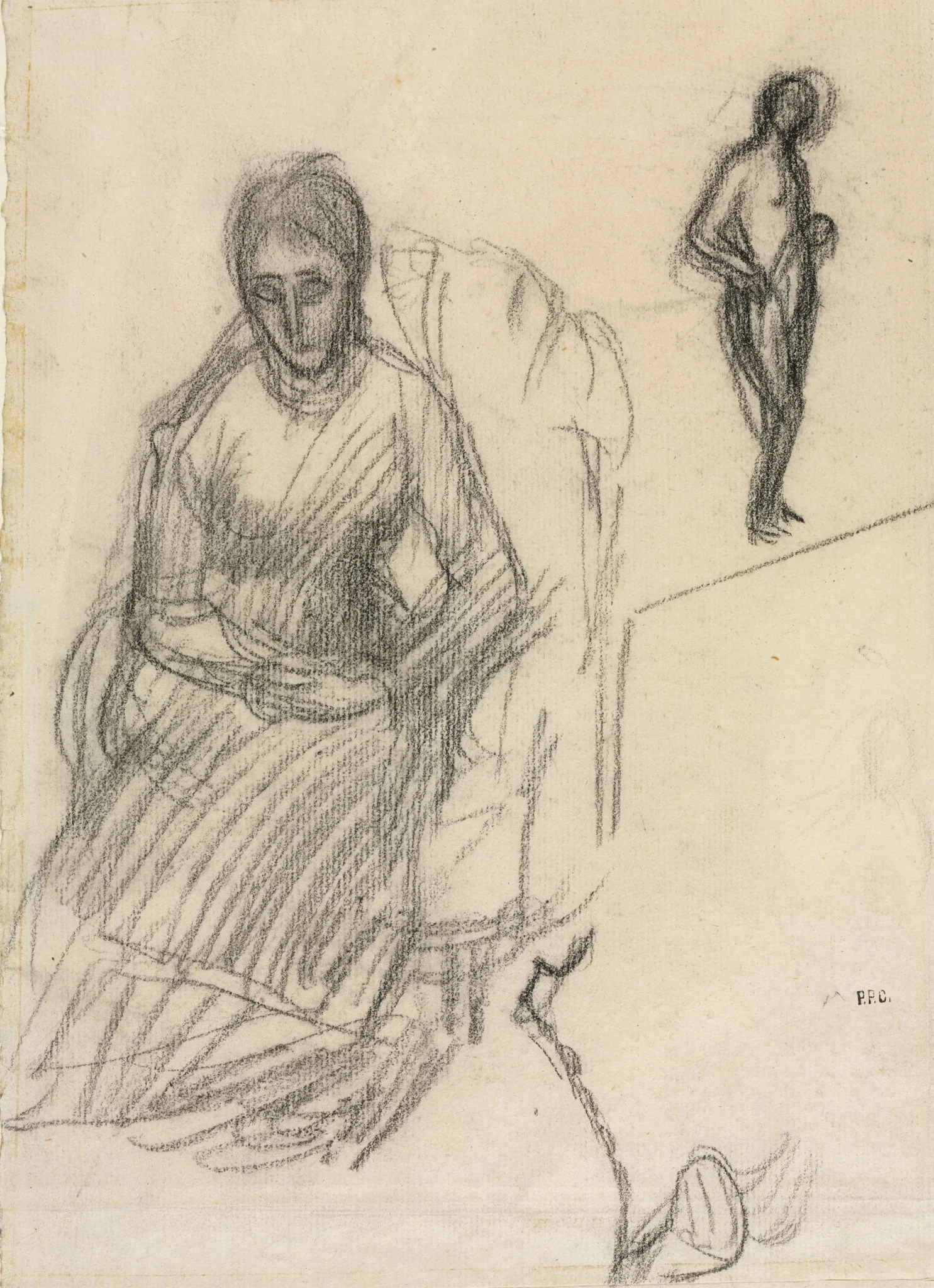 Study of Madame Marie Cantacuzène; Study of Standing Female Nude, detail