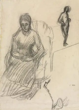 Study of Madame Marie Cantacuzène; Study of Standing Female Nude, by Pierre Puvis de Chavannes, 1883