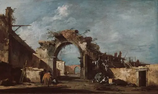 Ruined Archway, by Francesco Guardi, oil, 1784