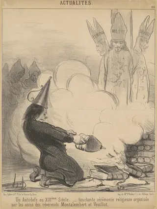 Un autodafé au XIXe  siècle, by Honoré Daumier, ink, 1851
