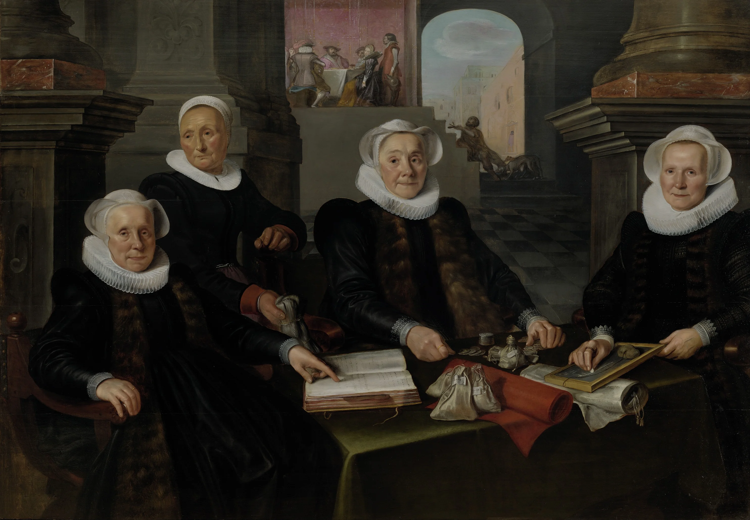 Three Regentesses and the ‘House Mother’ of the Amsterdam Lepers’ Asylum, detail
