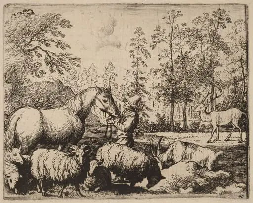 The Horse and the Stag, by Allart van Everdingen, ink, 1650