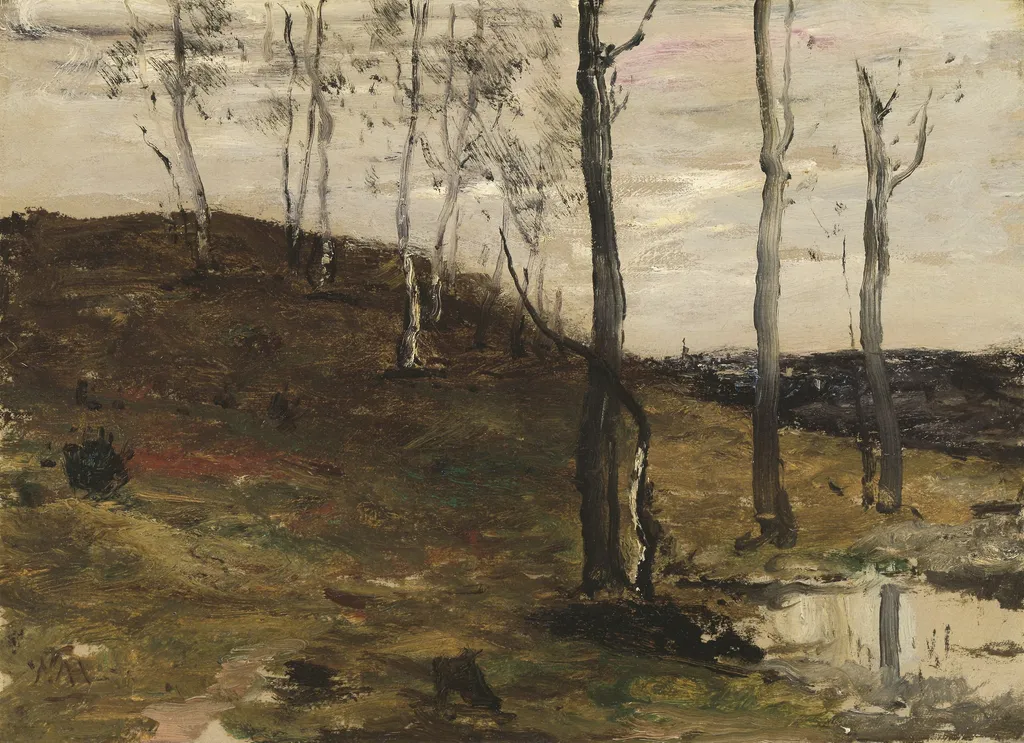 Hillside with Trees, by William Morris Hunt, oil, 1875
