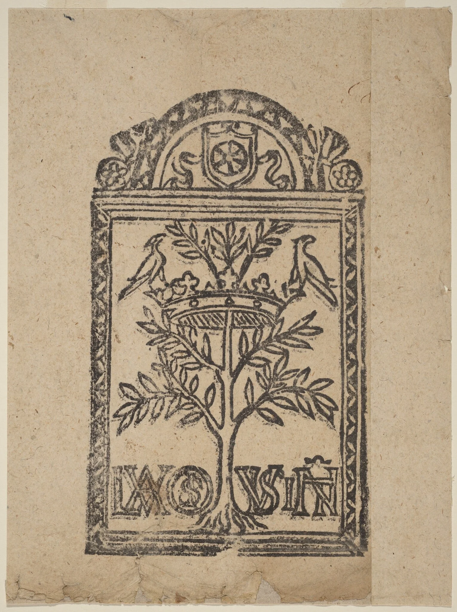 Tree with Crown and Two Birds, detail