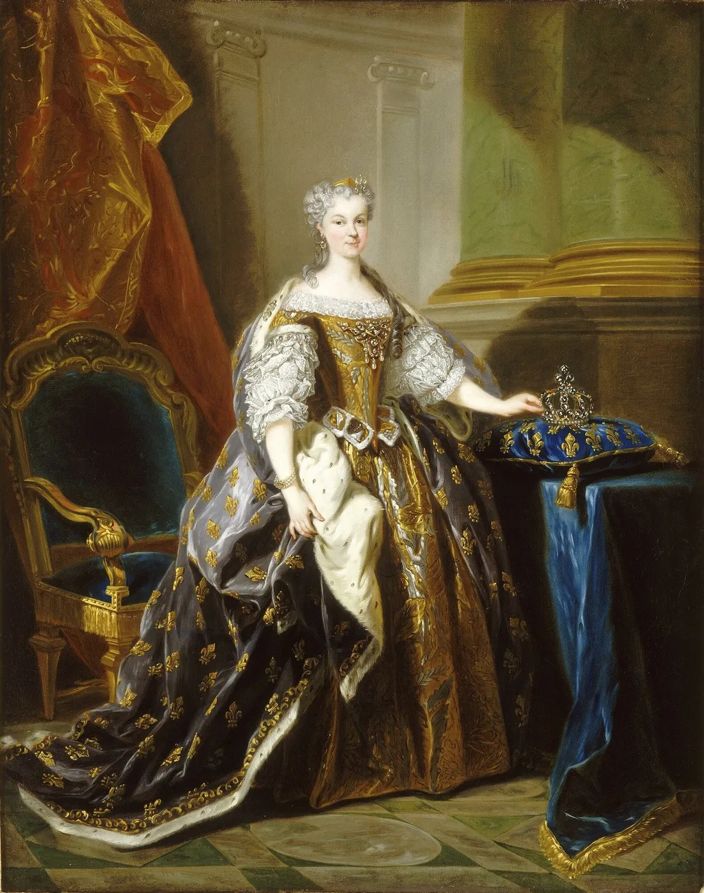 Portrait of Marie Leszczyńka., by Jean-Baptiste van Loo, oil, 1725