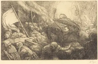 The Triumph of Death: Proclamation (Le triomphe de la mort: La proclamation), by Alphonse Legros, ink, 1874