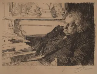 Ernest Renan, by Anders Zorn, ink, 1892