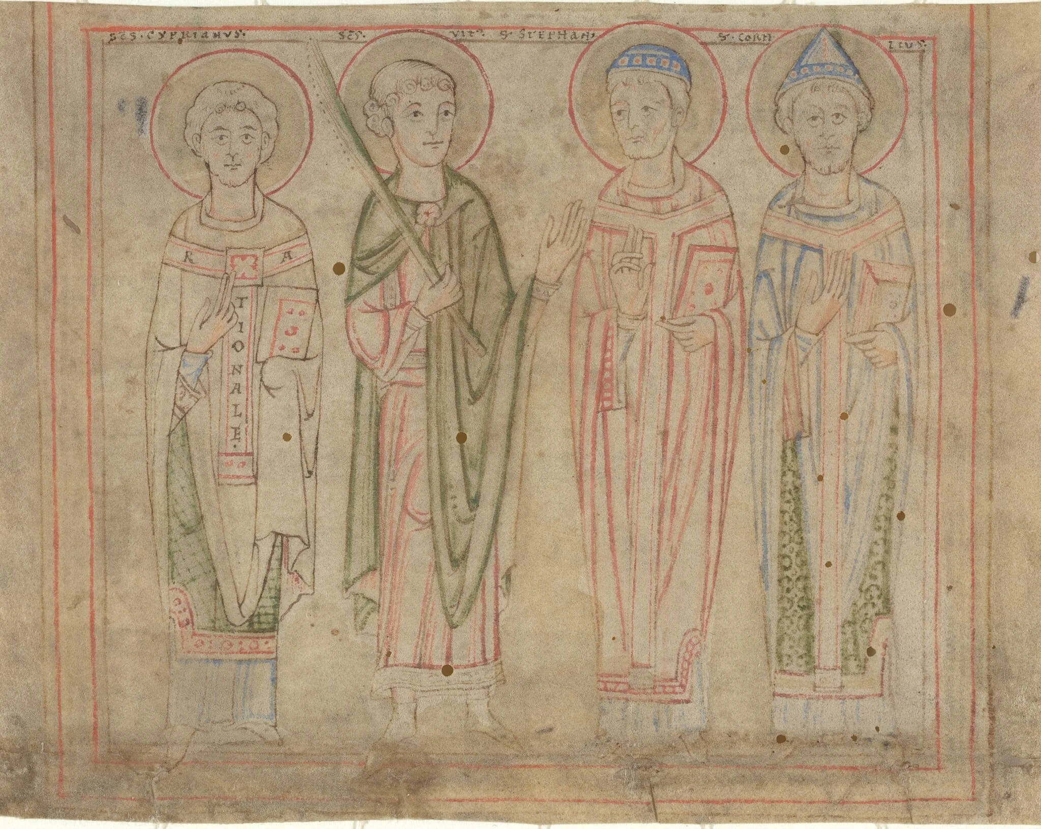 Saints Cyprian, Vitus, Stephan, and Cornelius, detail