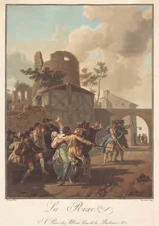 La Rixe (The Brawl), by Charles-Melchior Descourtis, ink, 1792